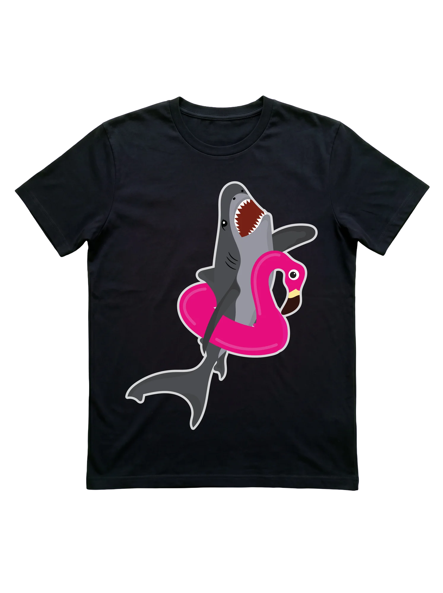 Pool Party Shark T-Shirt with Flamingo Float
