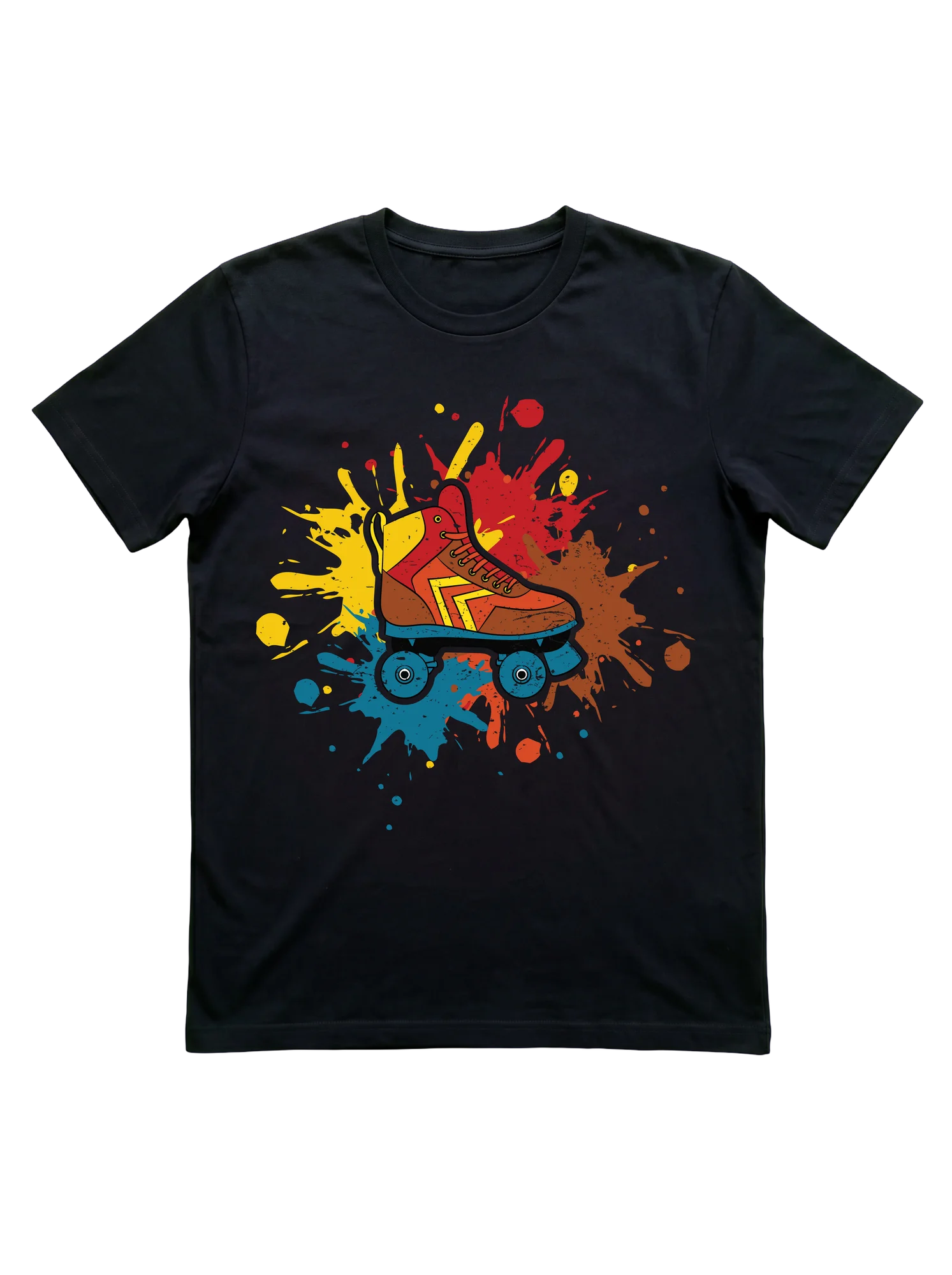 Retro Roller Skating T-Shirt with Quad Skate Burst Print