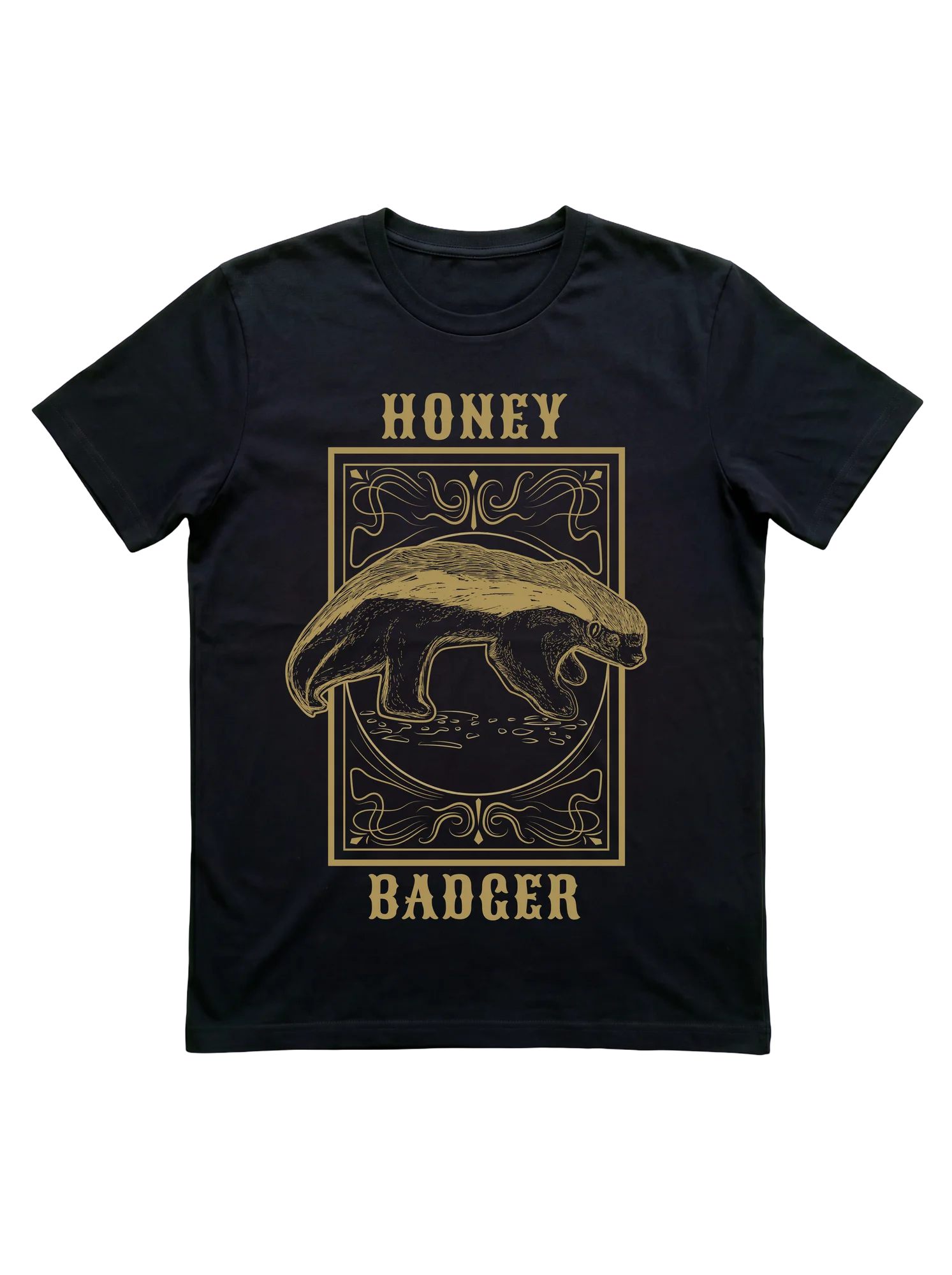 Vintage Honey Badger Engraving T-Shirt for Wildlife Lovers