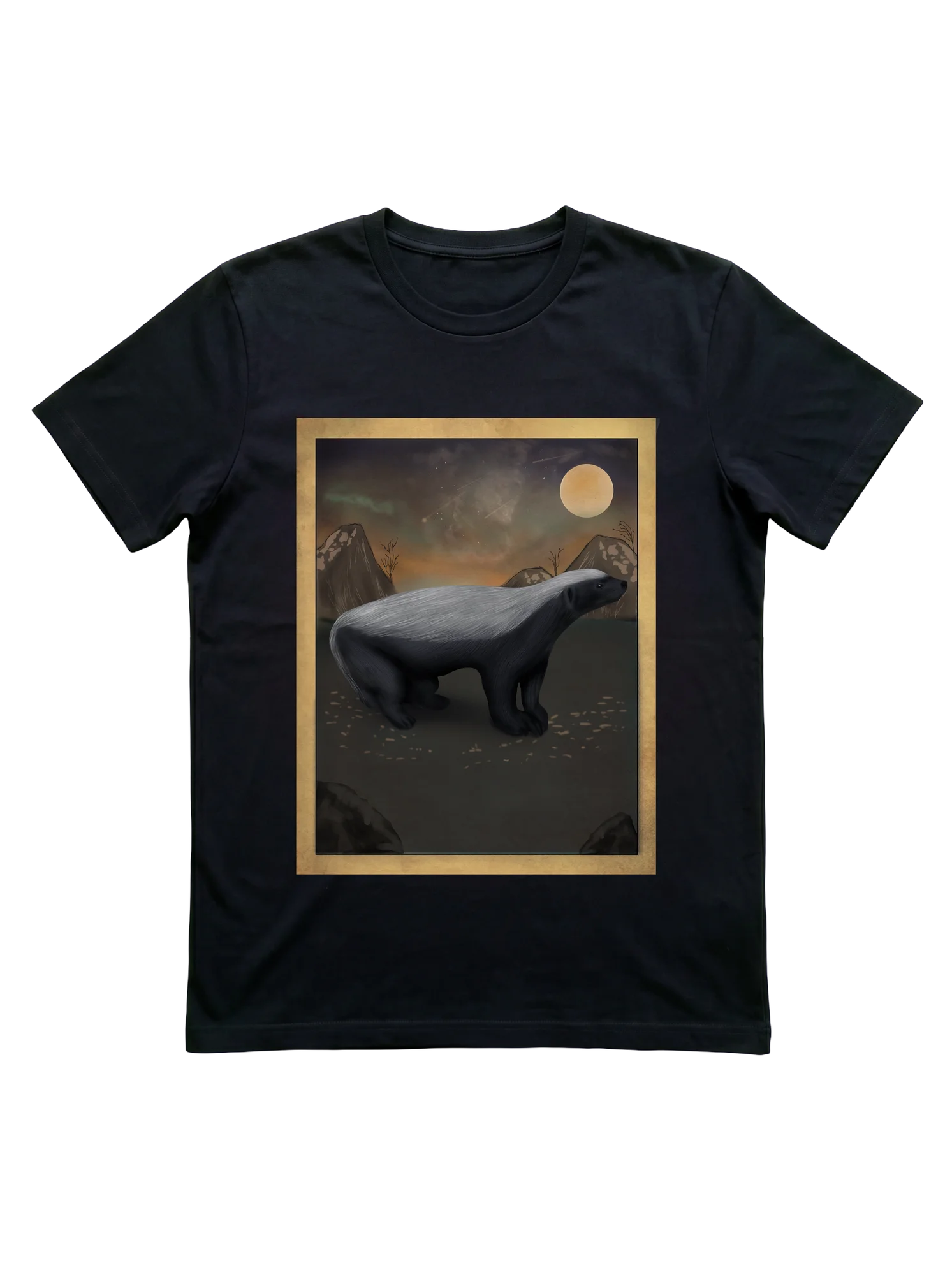 Moonlit Honey Badger Art Shirt for Wildlife Lovers