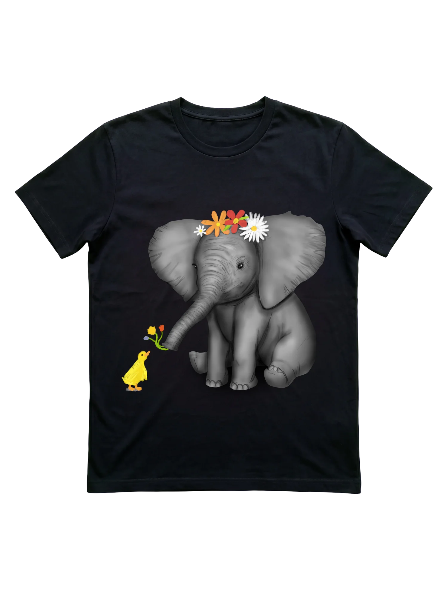 Baby Elephant with Duckling and Flower Crown Shirt