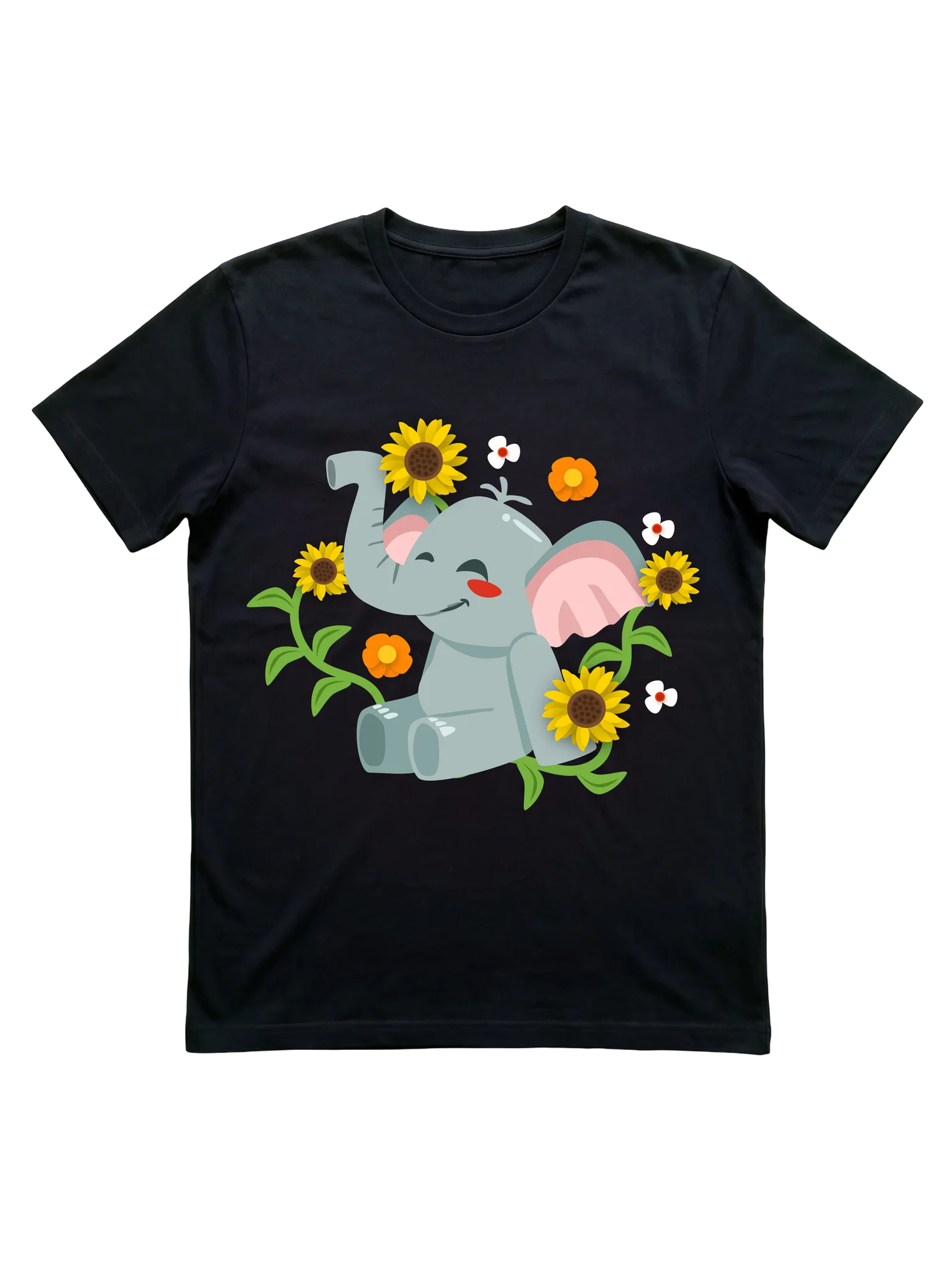 Floral Baby Elephant T-Shirt for Wildlife Lovers