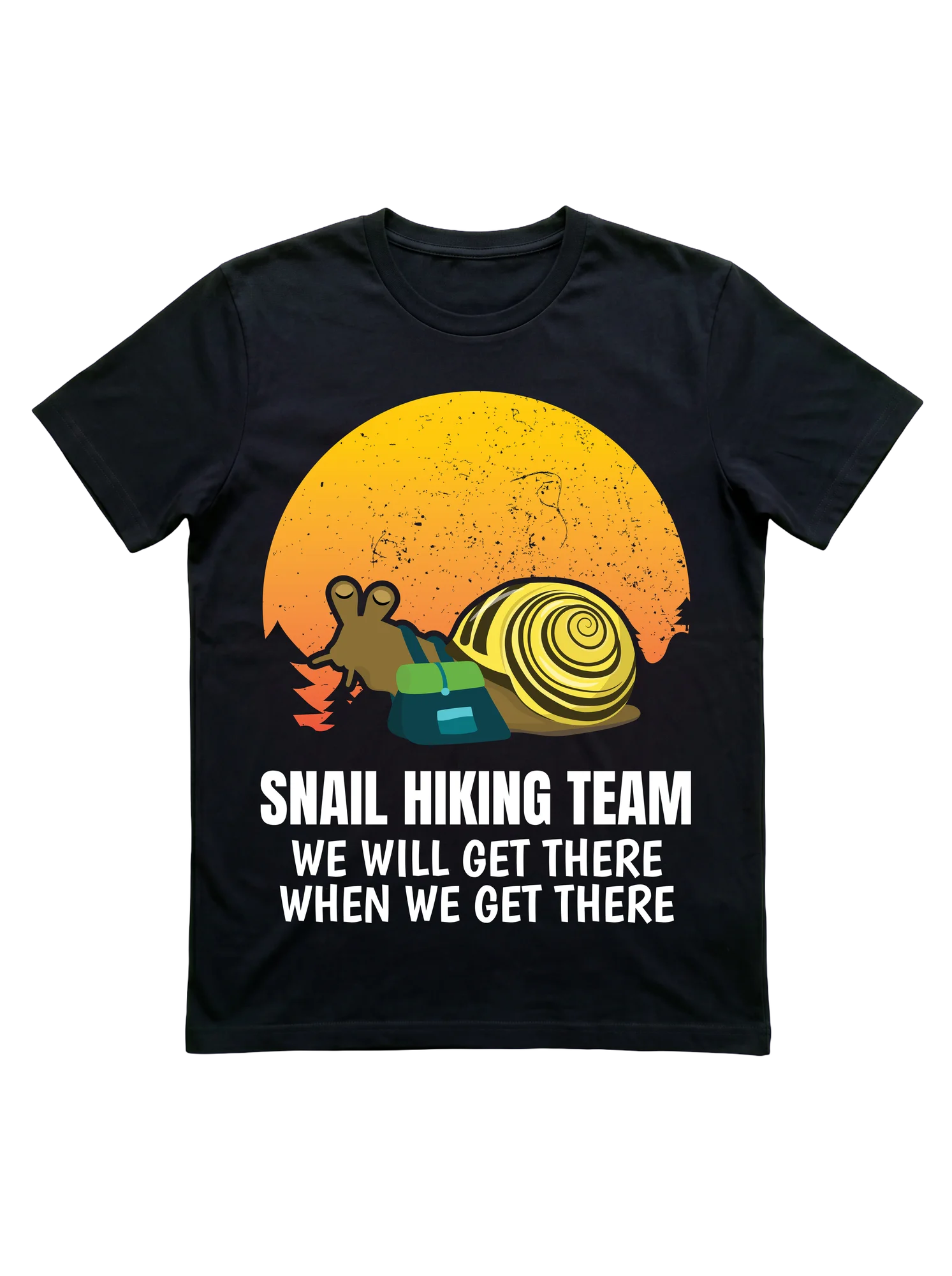 A 'Snail Hiking Team' t-shirt that reframes pace as team policy