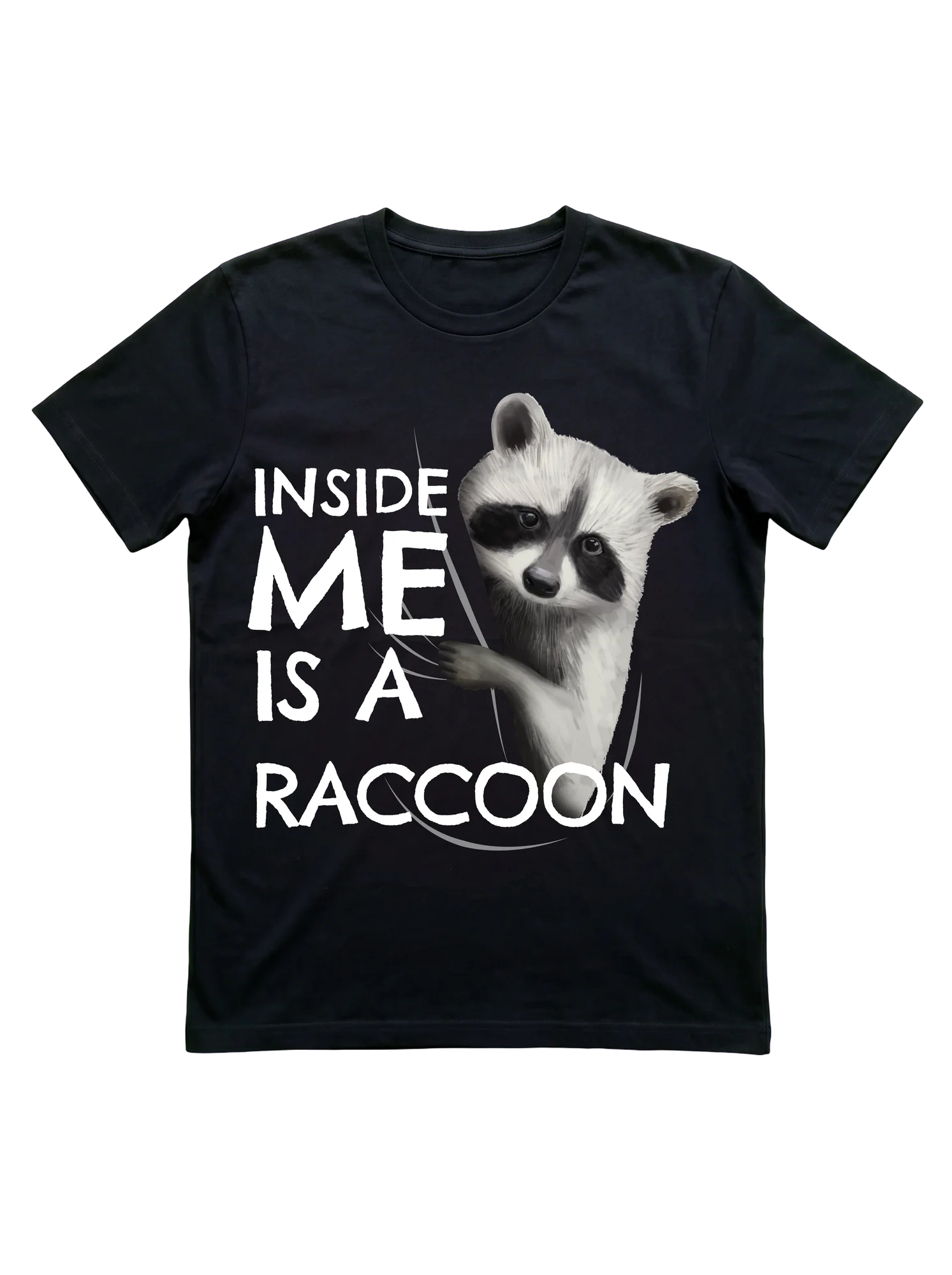 Show your inner trash goblin with this torn-hole raccoon t-shirt