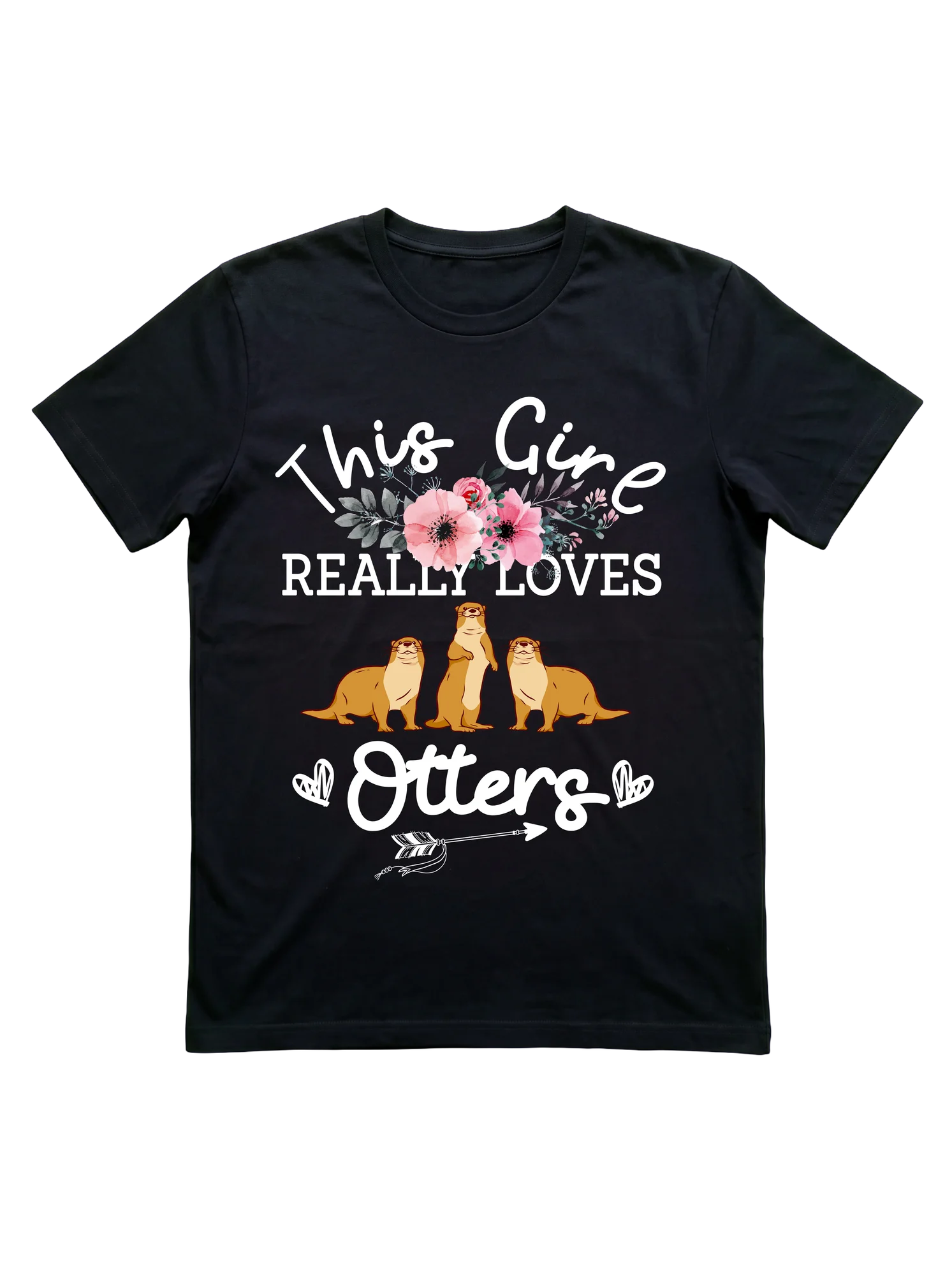 This Girl Really Loves Otters Floral T-Shirt