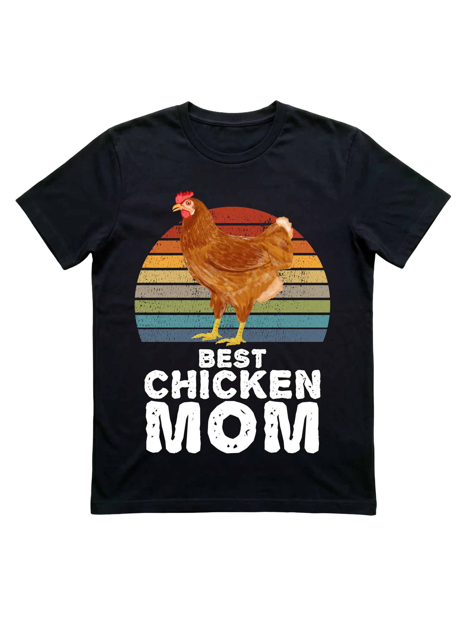 Retro Sunset Chicken Shirt for Backyard Flock Keepers