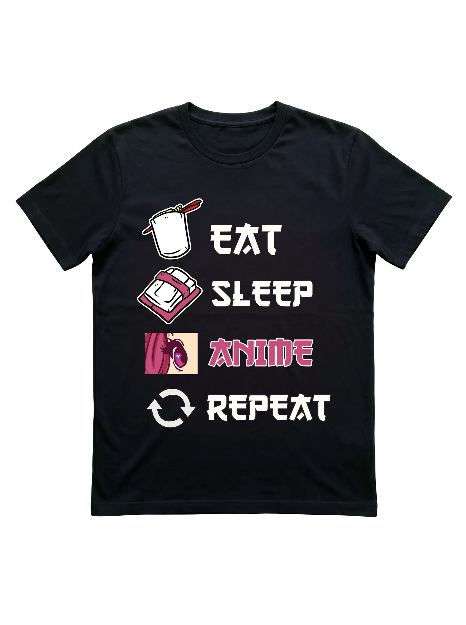 Eat Sleep Anime Repeat Tee for Otaku and Anime Fans