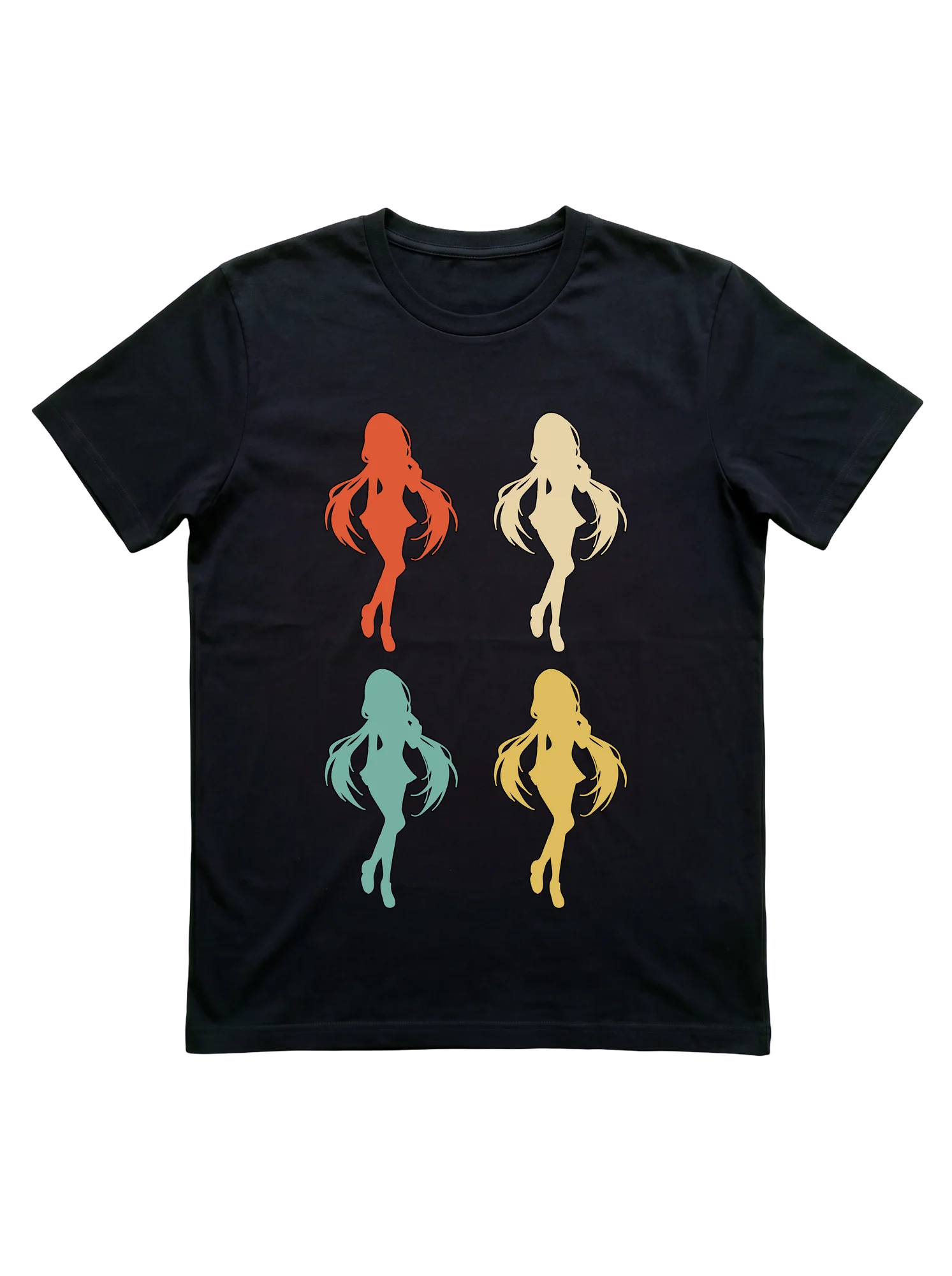 Retro Anime Girl Silhouette Tee for Otaku Fans