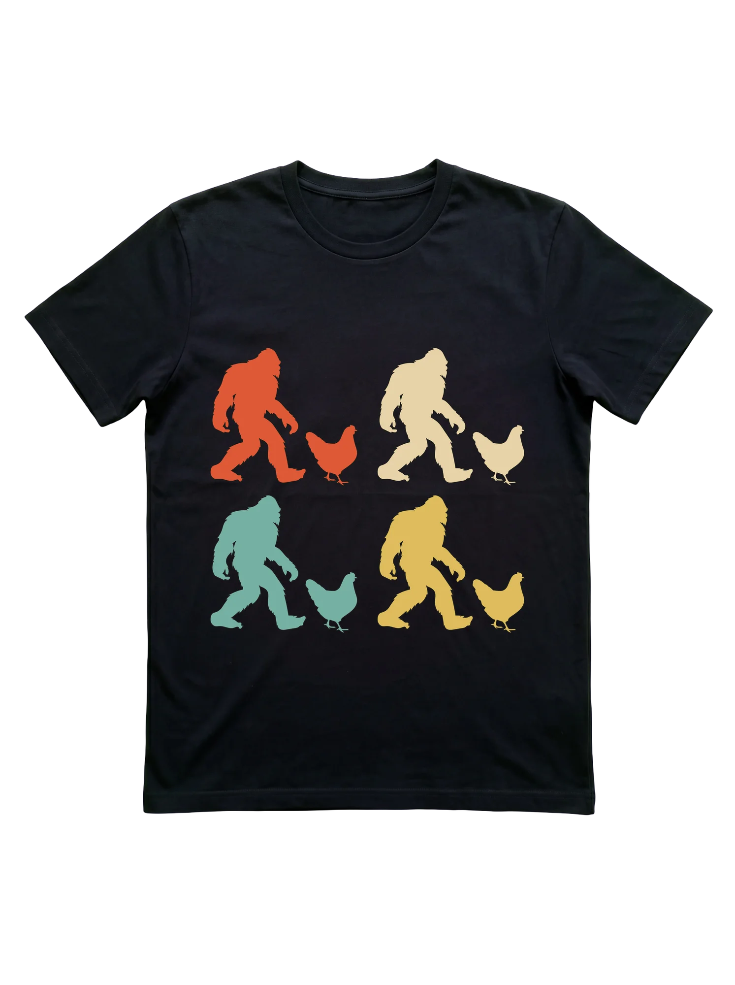 Retro Bigfoot and Chicken T-Shirt for Farmers