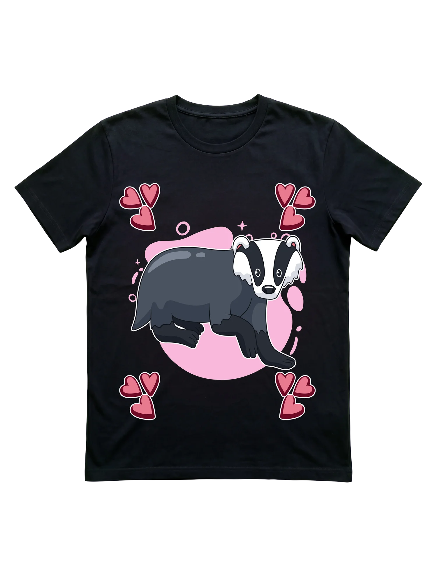 Kawaii Badger Hearts T-Shirt for Wildlife Lovers