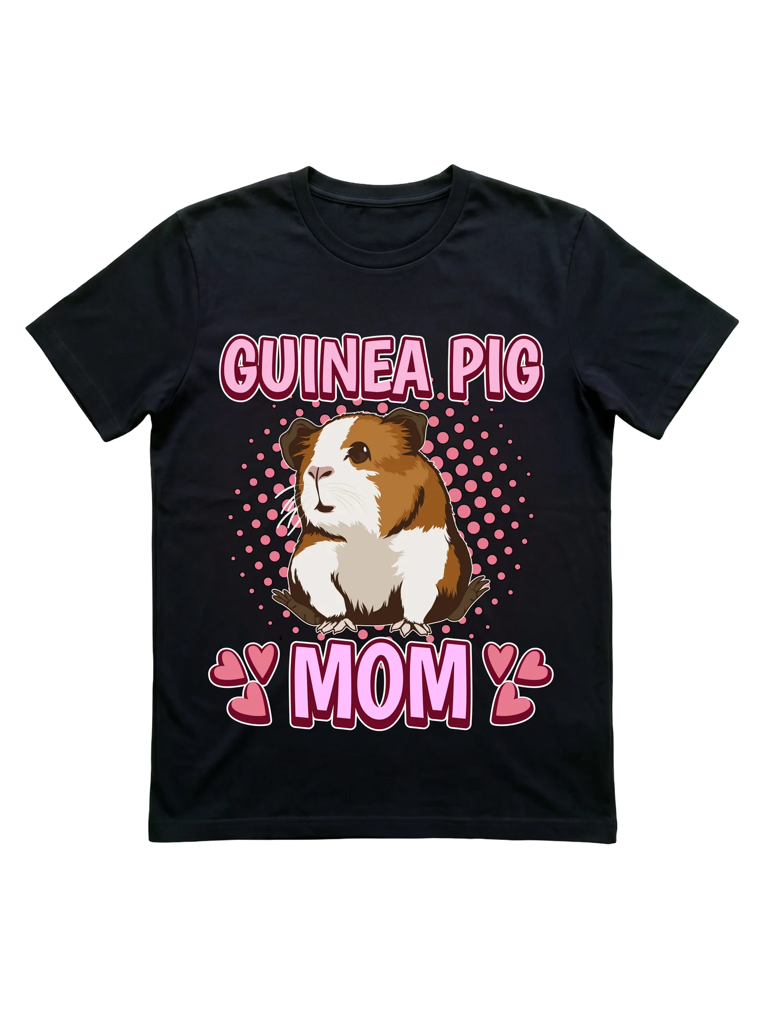 Guinea Pig Mom T-Shirt with Hearts and Cavy Portrait
