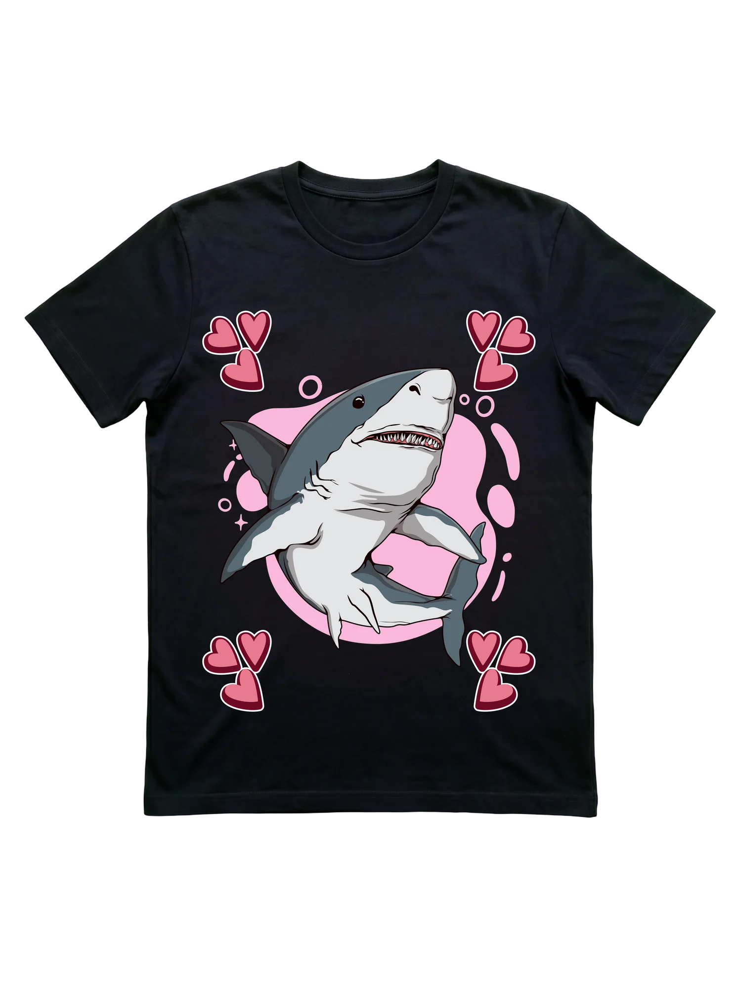 Great White Shark Hearts T-Shirt for Ocean Lovers