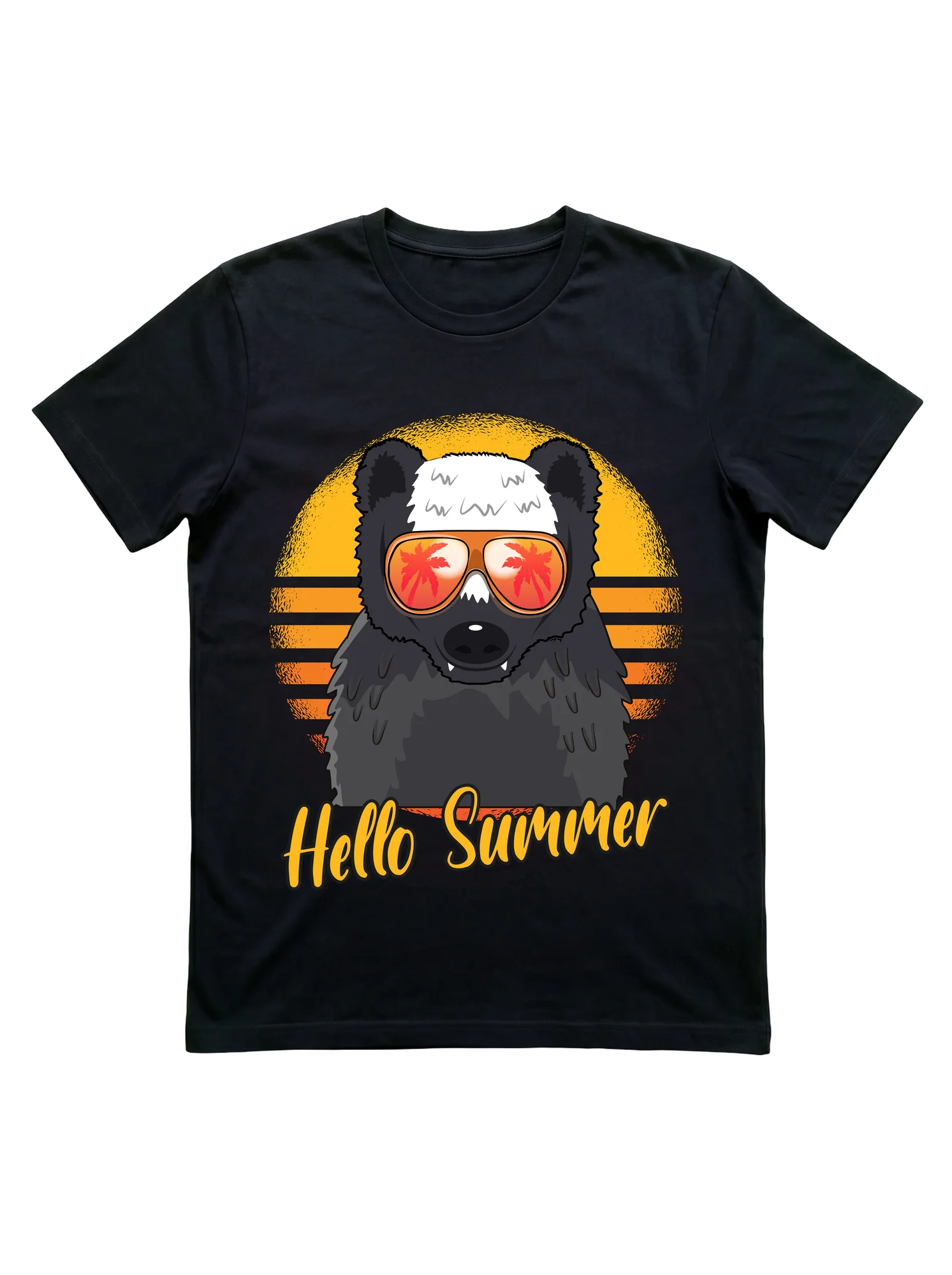 Hello Summer Honey Badger Retro Sunset T-Shirt