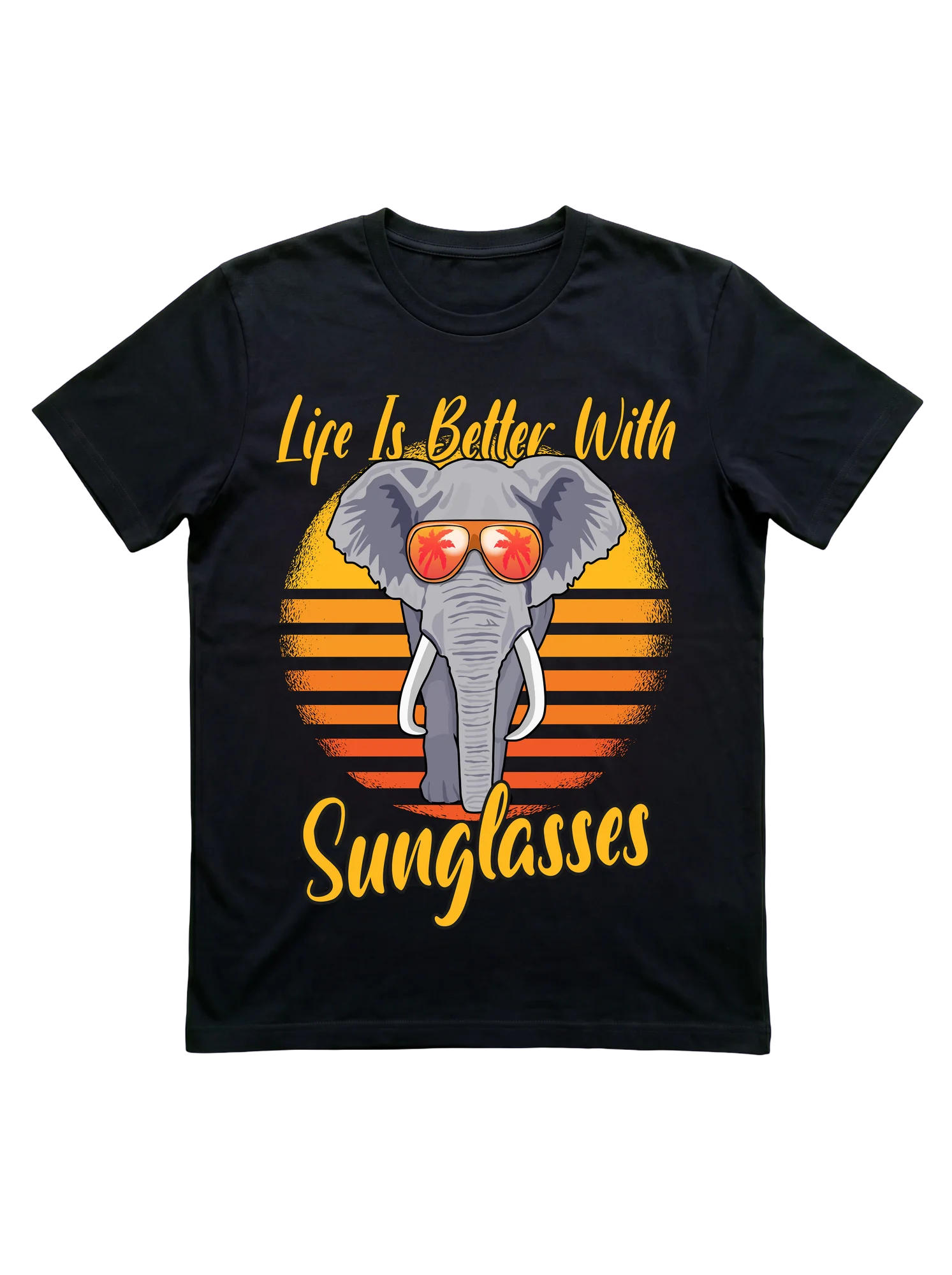 Retro Sunset Elephant Sunglasses Shirt for Wildlife Lovers