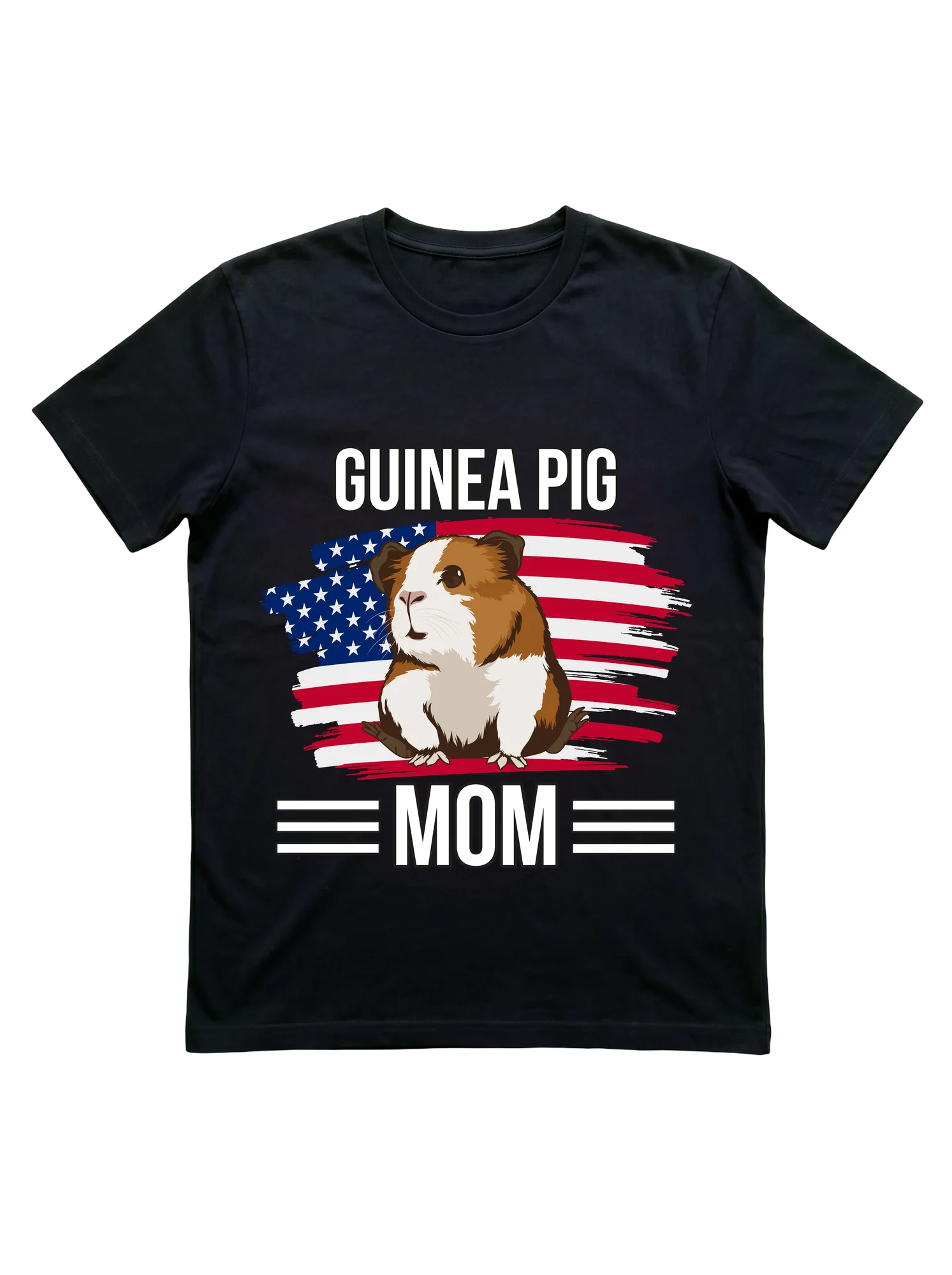 Guinea Pig Mom USA Flag T-Shirt for Cavy Parents