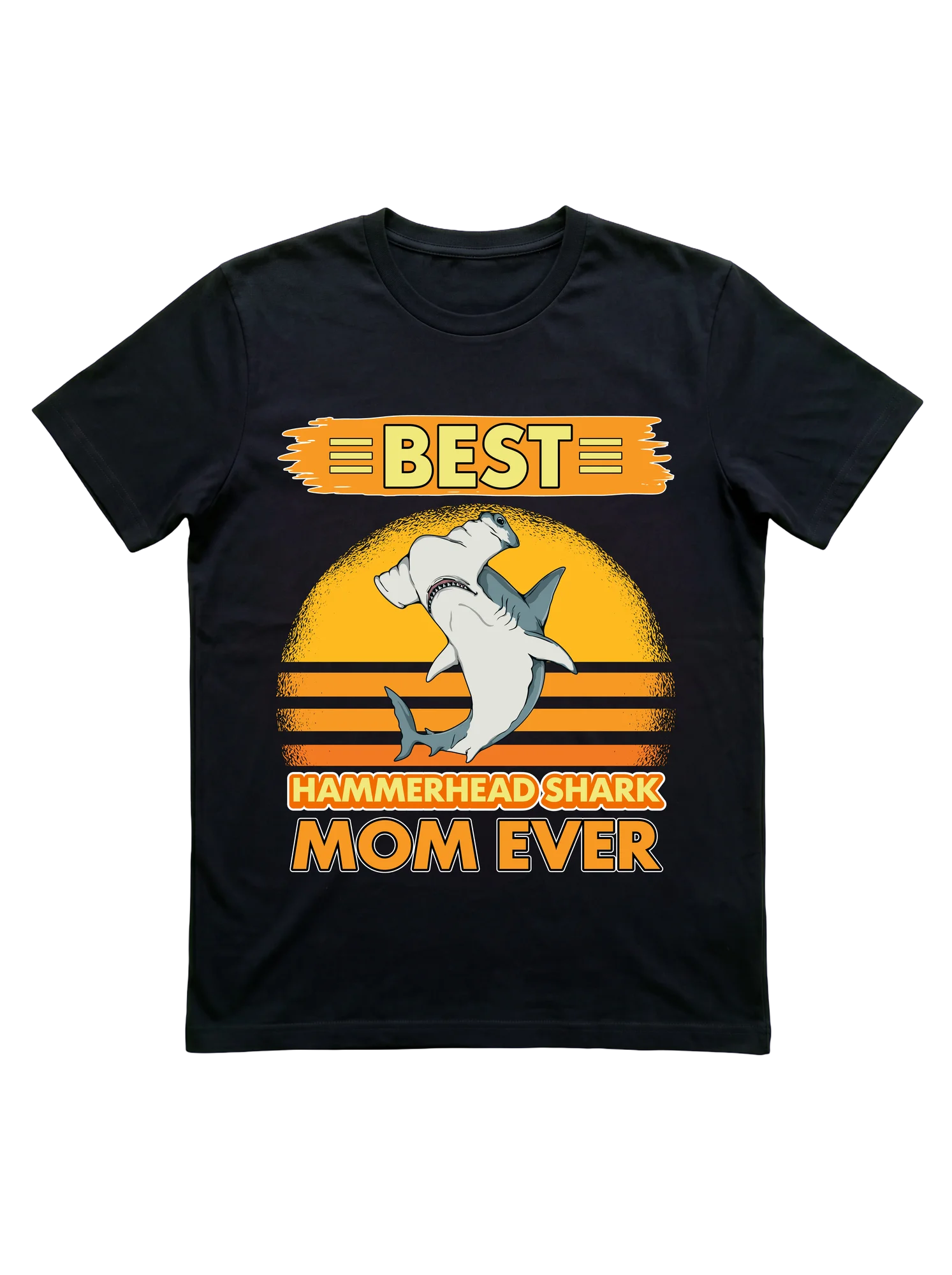 Best Hammerhead Shark Mom T-Shirt in Retro Sunset Style