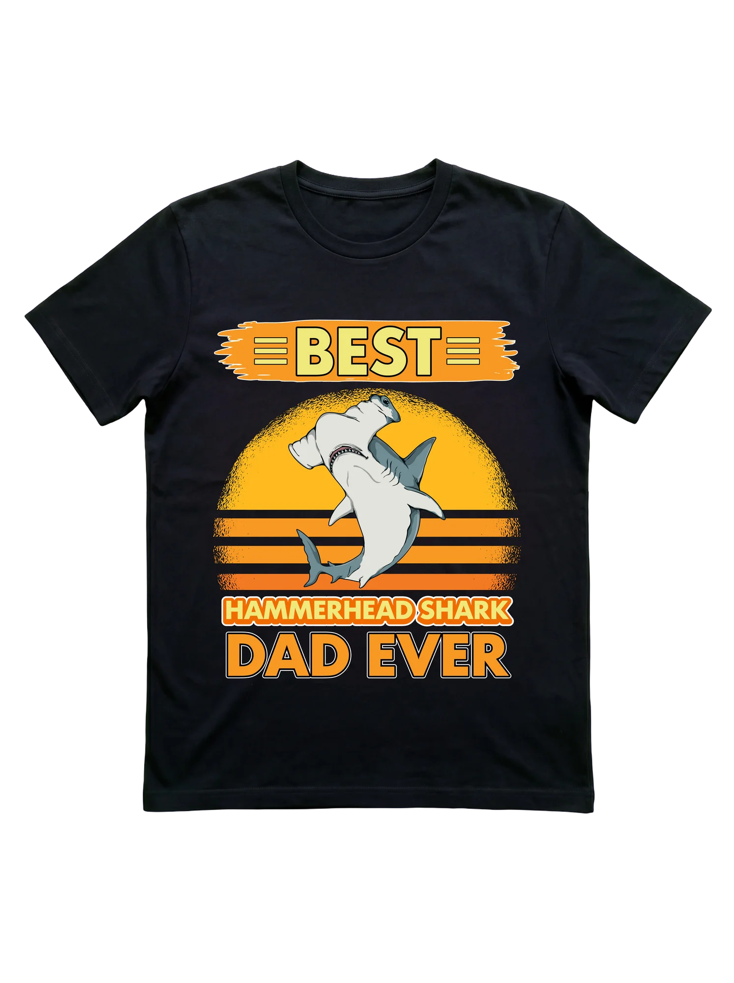 Hammerhead Shark Dad T-Shirt in Retro Sunset Style