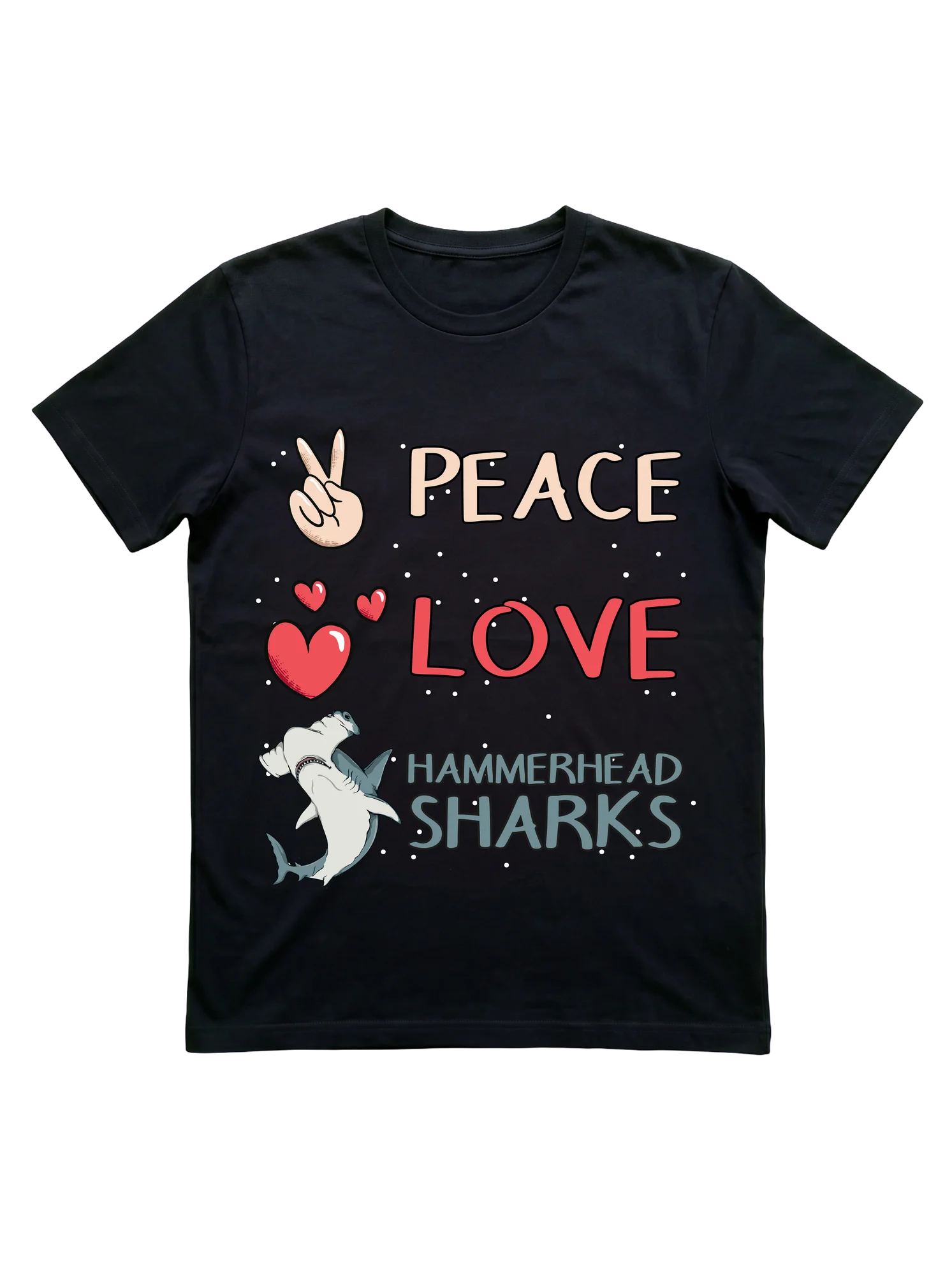 Peace Love Hammerhead Sharks T-Shirt for Shark Fans