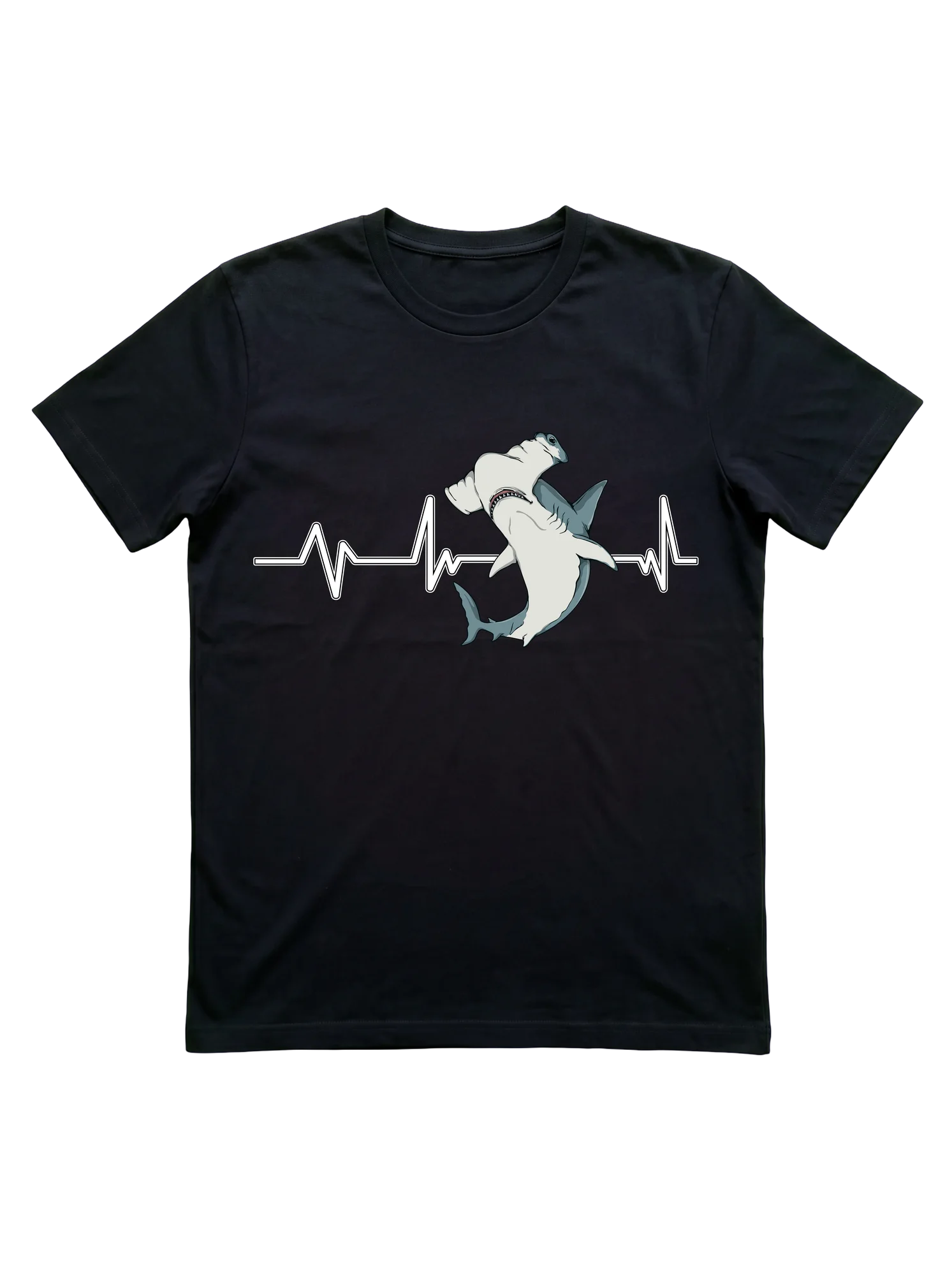 Hammerhead Shark EKG Heartbeat Shirt for Divers and Fans