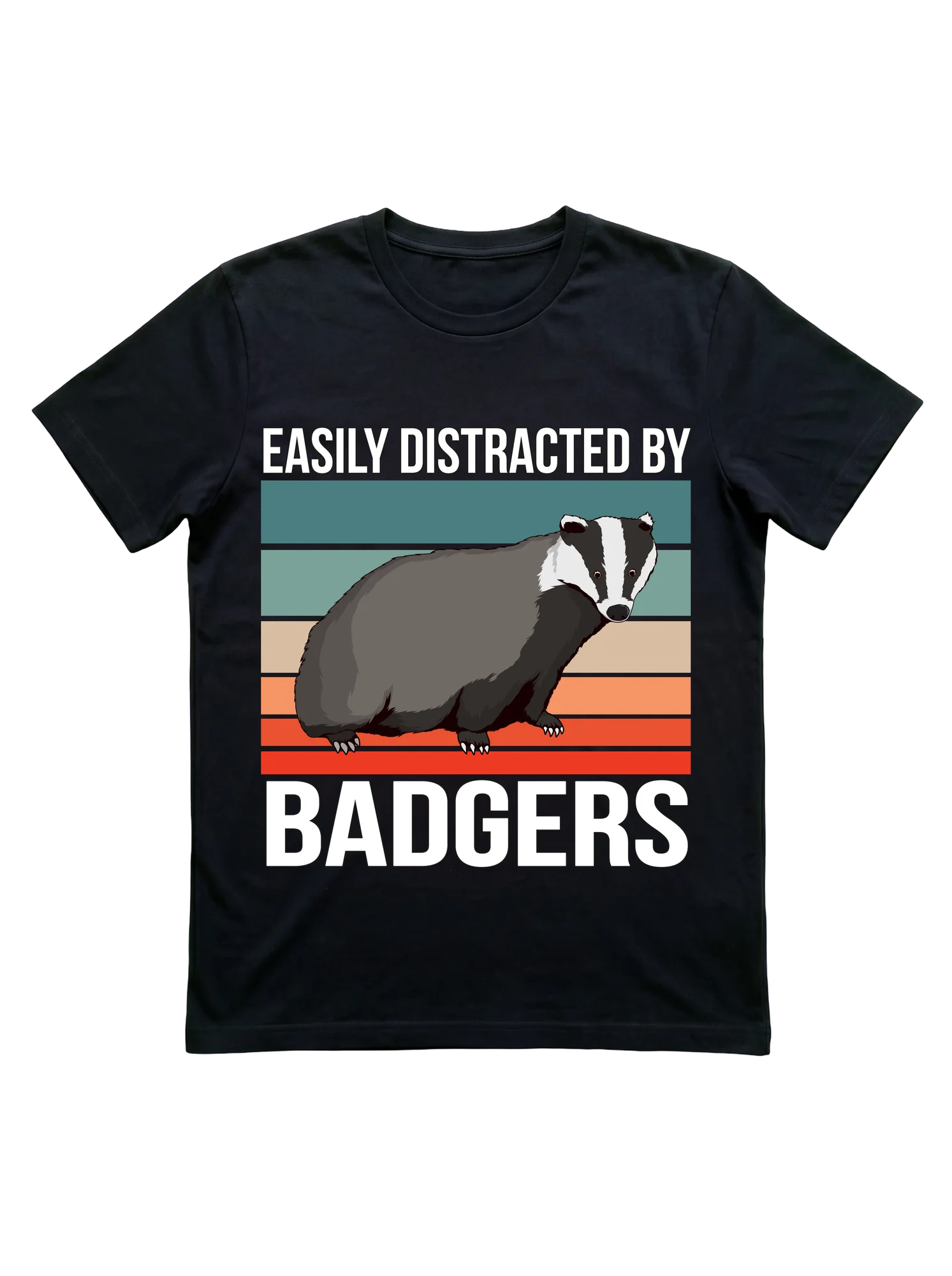Easily Distracted By Badgers Retro T-Shirt for Wildlife Fans