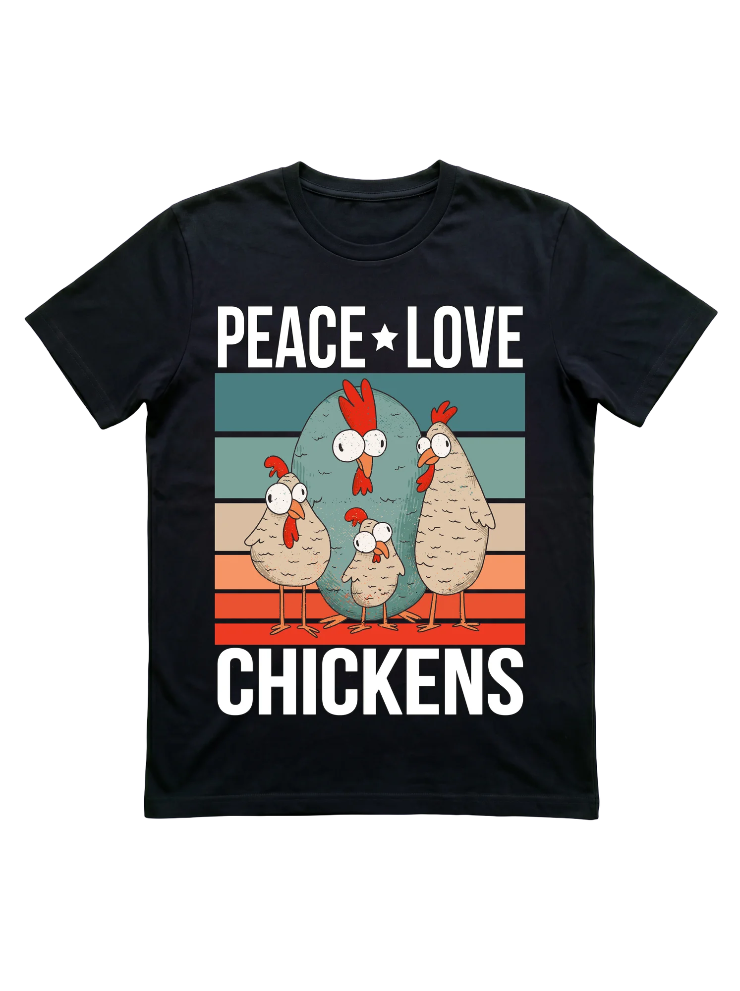 Peace Love Chickens Retro T-Shirt for Flock Keepers